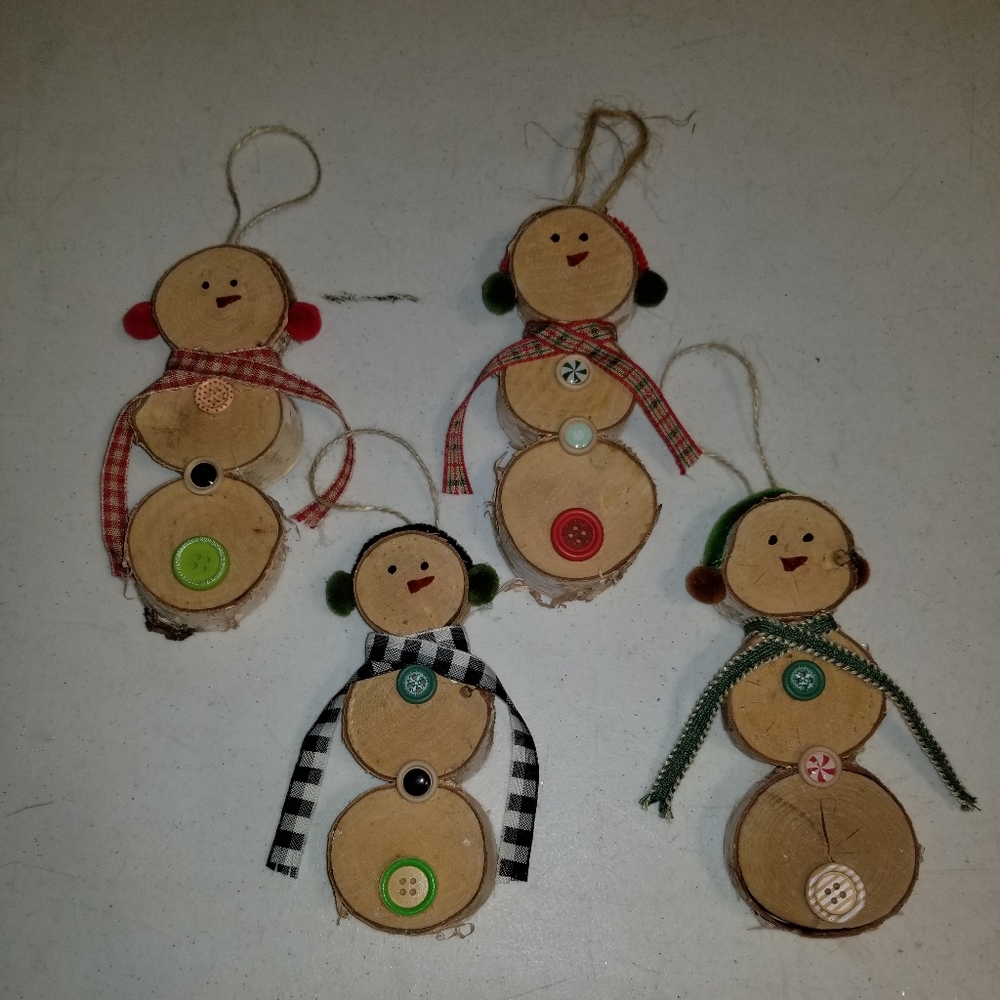 Wood snowman ornaments